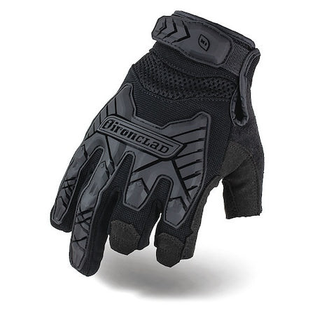 Tactical Touchscreen Glove, Nylon Palm, 9" Length, Hook-and-Loop Cuff, Polyester Lining, Black