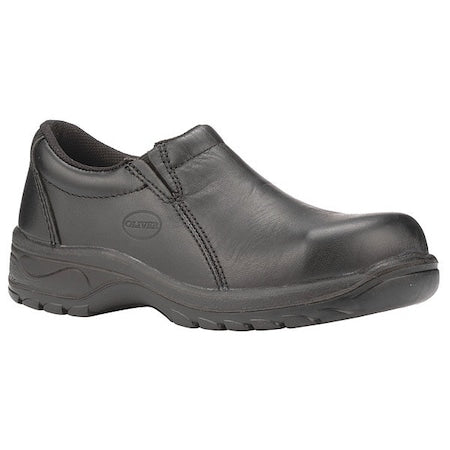Women's Loafer Shoe, 8 Leather Upper, Steel Toe, 5 in H, Black, 49430-BLK