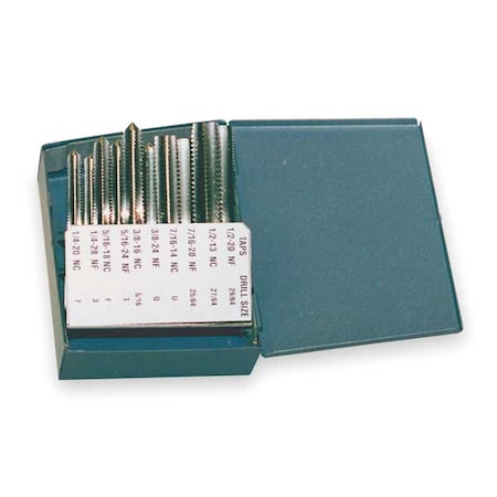 Hand Tap Set,10 PC,HSS,1/4-20 to 1/2-20