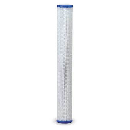 Pleated Filter Cartridge, 10 gpm, 30 Micron, 2-5/8" O.D., 20 in H