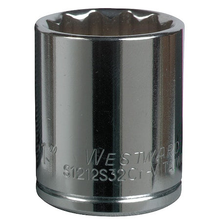 WESTWARD 3/4 in Drive, 46mm Metric Socket, 12 Points,  Steel, Chrome, 46 mm