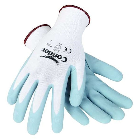 Coated Gloves, Nitrile, Rough, Palm, 4 Abrasion Level, White, XL (10) 1 PR
