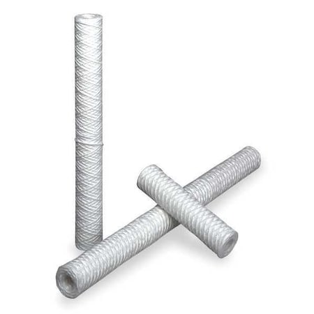 String Wound Filter Cartridge, 15 gpm, 10 Micron, 2-7/16" O.D., 10 in H, 6 PK