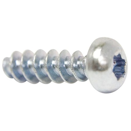 Thread Cutting Screw, M3 x 5.90 mm, Trivalent Clear Chromate, Zinc Steel Pan Head Torx Drive, 10 PK