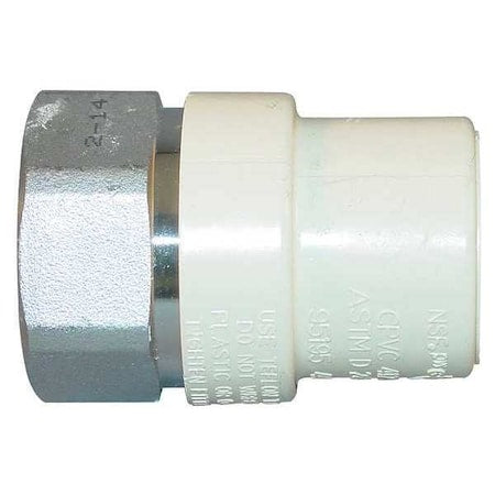 CPVC Transition Female Adapter, CTS, Schedule SDR-11, 1/2" Pipe Size, FNPT x CTS Hub