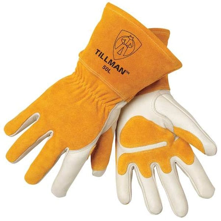50 Welding Gloves, Gauntlet Cuff, Straight Thumb, Premium Cowhide, M, 1 PR