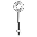 Eye Bolt Without Shoulder, 3/8"-16, 4 in Shank, 3/4 in ID, Steel, Galvanized