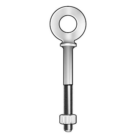Eye Bolt With Shoulder, 1/4"-20, 2 in Shank, 1/2 in ID, Steel, Plain