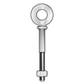Eye Bolt With Shoulder, 1/4"-20, 2 in Shank, 1/2 in ID, Steel, Plain