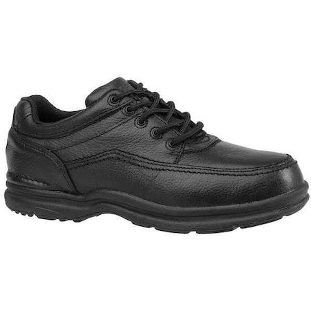 Men's Oxford Shoe, Steel Toe, Leather Upper, Rubber Outsole, Lace Up, Black, 8 W