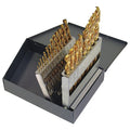 21PC 135 Degree Heavy-Duty Parabolic Jobber Length Drill Set Cle-Line 1872-TN TiN HSS RHS/RHC 1/16-3/8