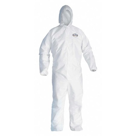 Hooded Disposable Coverall,White,L,PK25