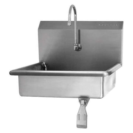 Wall Mount, 1 Hole, Single Knee Pedal, Silver, Hand Sink