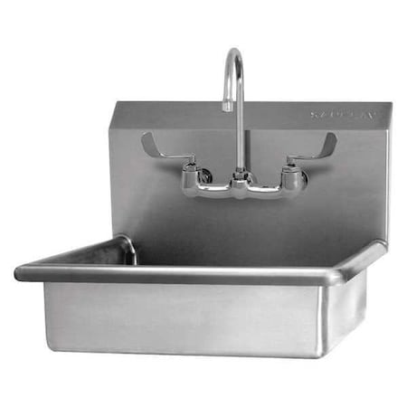 Wall Mount, 2 Hole, Dual Manual Handle, Silver, Hand Sink