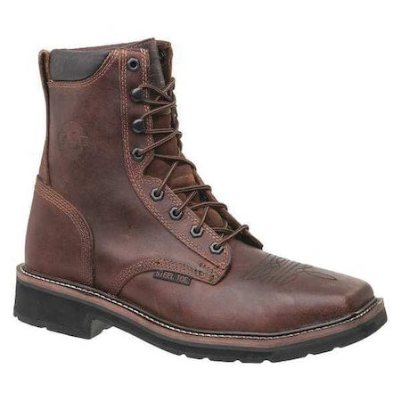 Men's 8-Inch Work Boot, 8 1/2 EE, Steel Toe, 8 in H, Brown, WK682