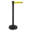 Barrier Post with Belt, Black, 10 ft Length, 40 in Post Height, ESD Protected Area, Powder Coated