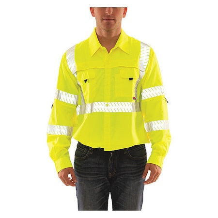 Job Sight Work Shirt, Size L, Hi-Vis Green/Yellow