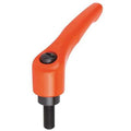 Adjustable Handle, Modern Design, Sz. 2, M10X25, Die Cast Zinc Orange RAL 2004, Comp: Steel