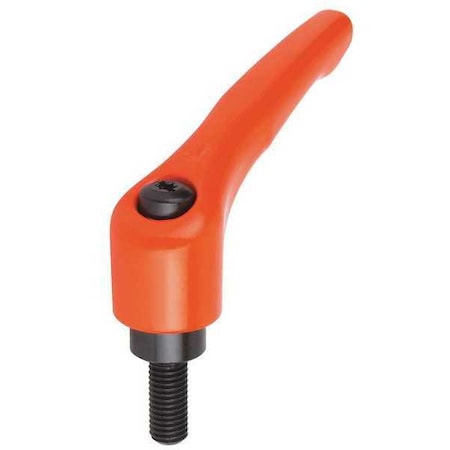 Adjustable Handle, Modern Design, Sz. 2, M10X25, Die Cast Zinc Orange RAL 2004, Comp: Steel