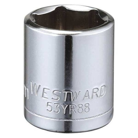 WESTWARD 3/8 in Drive, 16mm Hex Metric, Socket, 6 Points,  Steel, Chrome, 16 mm