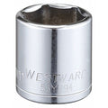 WESTWARD 3/8 in Drive, 22mm Hex Metric Socket, 6 Points,  Steel, Chrome, 22 mm