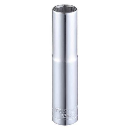 WESTWARD 1/4 in Drive, 7mm Hex Metric, Socket, 6 Points,  Steel, Chrome, 7 mm