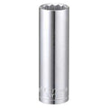 WESTWARD 3/8 in Drive, 14mm Triple Square Metric, Socket, 12 Points,  Steel, Chrome, 14 mm