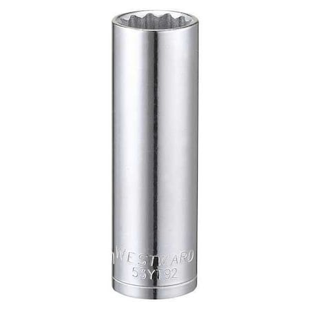 WESTWARD 3/8 in Drive, 14mm Triple Square Metric, Socket, 12 Points,  Steel, Chrome, 14 mm