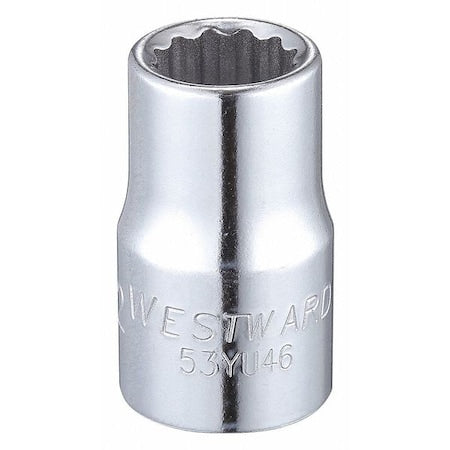 WESTWARD 1/2 in Drive, 1/2" Triple Square SAE, Socket, 12 Points,  Steel, Chrome, 1/2 in