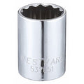 WESTWARD 1/2 in Drive, 13/16" Triple Square SAE Socket, 12 Points,  Steel, Chrome, 13/16 in