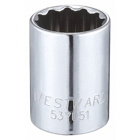 WESTWARD 1/2 in Drive, 13/16" Triple Square SAE Socket, 12 Points,  Steel, Chrome, 13/16 in