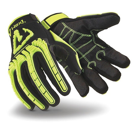 Hi-Vis Cut Resistant Impact Gloves, Cut Level A1 ,Uncoated ,None ,S 1 PR