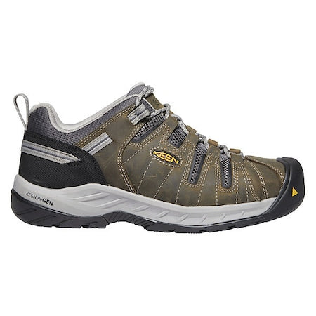 Men's Hiker Shoe, 13 Leather, Mesh Upper, Steel Toe, 3 in H, Gargoyle/Paloma, 1023267