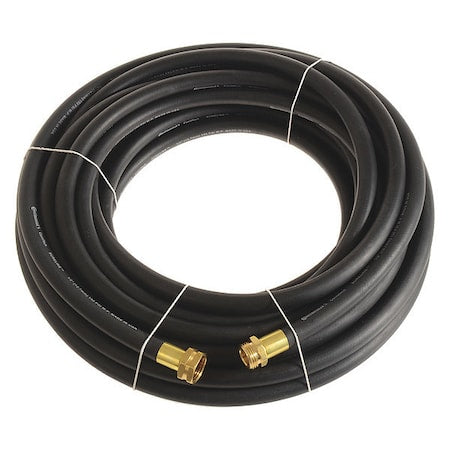 1/2 in ID x 50 ft L Garden Hose, EPDM Tube, Black, Brass x Brass Fitting