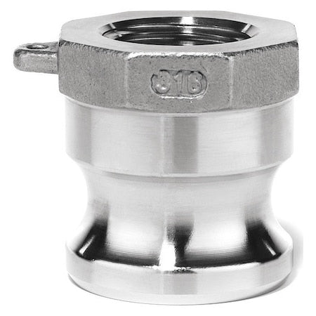 Cam and Groove Fitting, 304SS, A, 4" Adapter x 4" Female NPT
