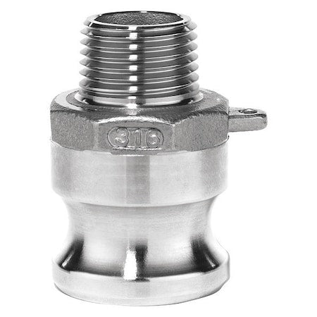 Cam and Groove Fitting, 304SS, F, 4" Adapter x 4" Male NPT