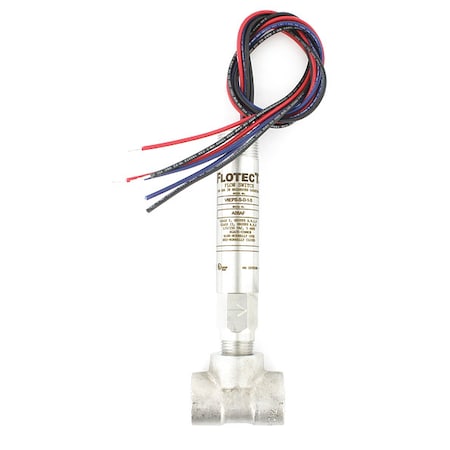 Mini-size flow switch, stainless steel upper and lower body, 1/2" NPT, stainless steel tee.