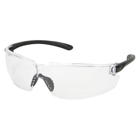 BL1 Series Safety Glasses, Uncoated, Clear Lens, Black Arms, Dielectric, Lightweight, Frameless