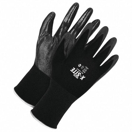 Nitrile Coated 15 ga. Gloves, Nitrile, Smooth, Palm, Not Rated Abrasion Level, Black, L (9) 1 PR
