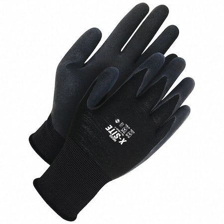 Coated Gloves, Foam Nitrile, Sandy, Palm, Not Rated Abrasion Level, Black, XL (10) 1 PR