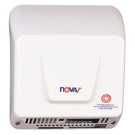 Automatic Hand Dryer, 30 sec Dry, 76, 110 to 240V AC, White, Epoxy Enamel