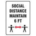 Social Distance Maintain 6 ft Sign, 10" W x 14" H, English, Aluminum, White