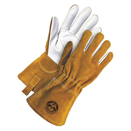 60-1-1722 Welding Gloves, Gauntlet Cuff, Wing Thumb, Premium Goatskin, XL, 1 PR