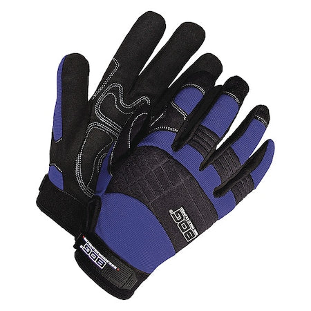 X-Site Mechanics Gloves, Synthetic Leather Palm, Spandex Back, XL, Black/Blue