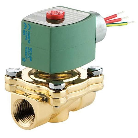 Solenoid Valve, 2-Way, 2-Position, Normally Closed, 3/4 in Pipe Size, 120V AC, High Flow, Brass