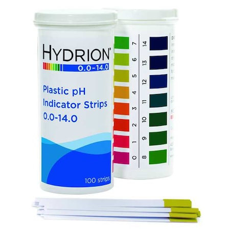 Plastic pH Indicator Strips, Spectral, Range 0 to 14 pH, Test Strips 2 3/4 in L x 1/4 in W, PK100