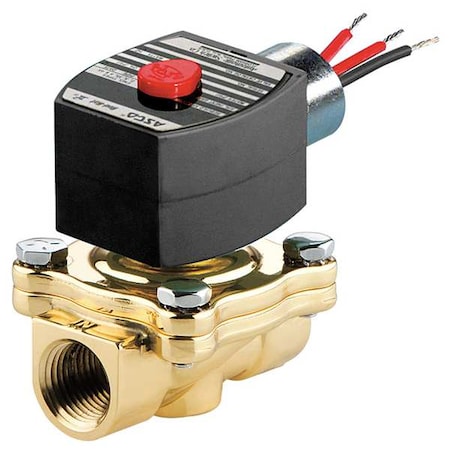 Solenoid Valve, 2-Way, 2-Position, Normally Closed, 1 in Pipe Size, 120V AC, High Flow, Brass, FKM