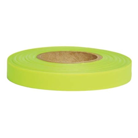 Flagging Tape, No Legend, Fluorescent Green, 1/2 in Wide x 150 ft Length, Vinyl, 4.5 mil