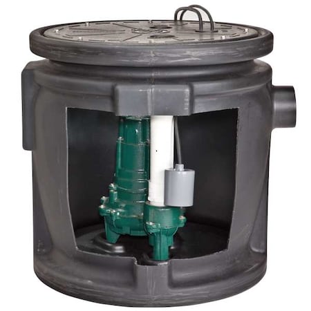 24" x 24" Sewage System, 1/2HP, Piggy-Back Switch, 115V