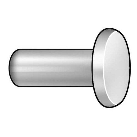 Solid Rivet, Flat Head, 0.125 in Dia., 0.1875 in L, Aluminum Body, 250 PK